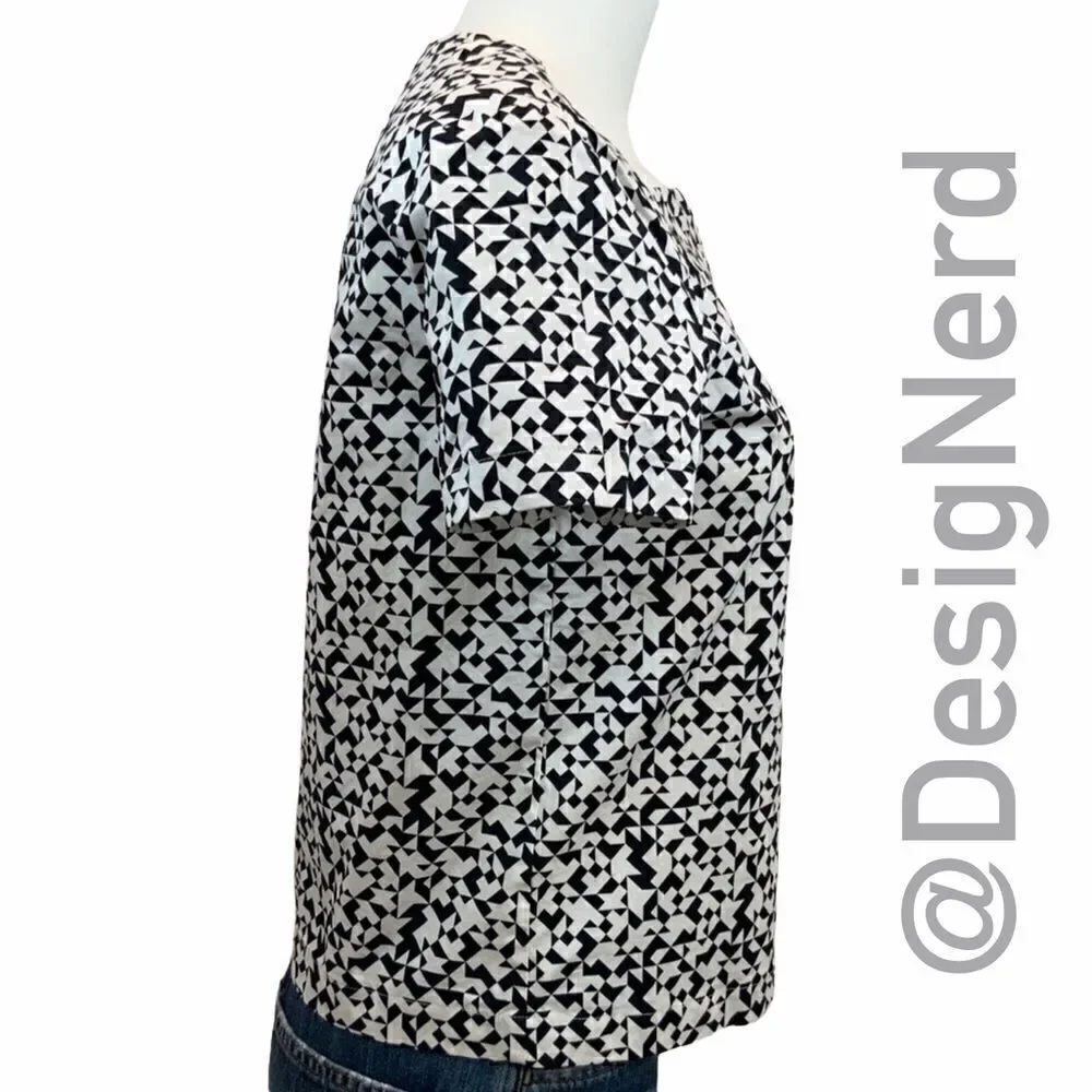 KATE SPADE FOLD OVER TOP IN TINY QUILT PRINT BLACK & WHITE XS COTTON POPLIN